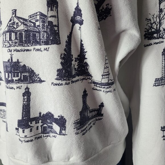 Lighthouse Vintage Sweatshirt Michigan 90s Oversized Size XL Fisherman Comfy - Picture 11 of 11